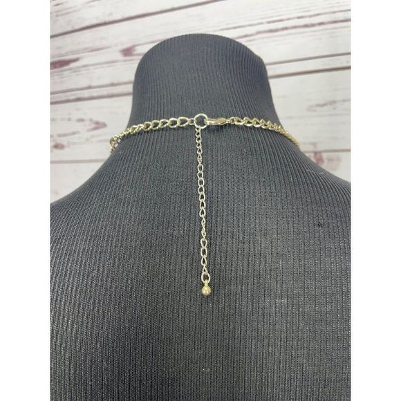 Vintage 70s Variegated Auburn Mahogany Silver Gold Tone Enamel Leaf Necklace - Picture 2 of 7